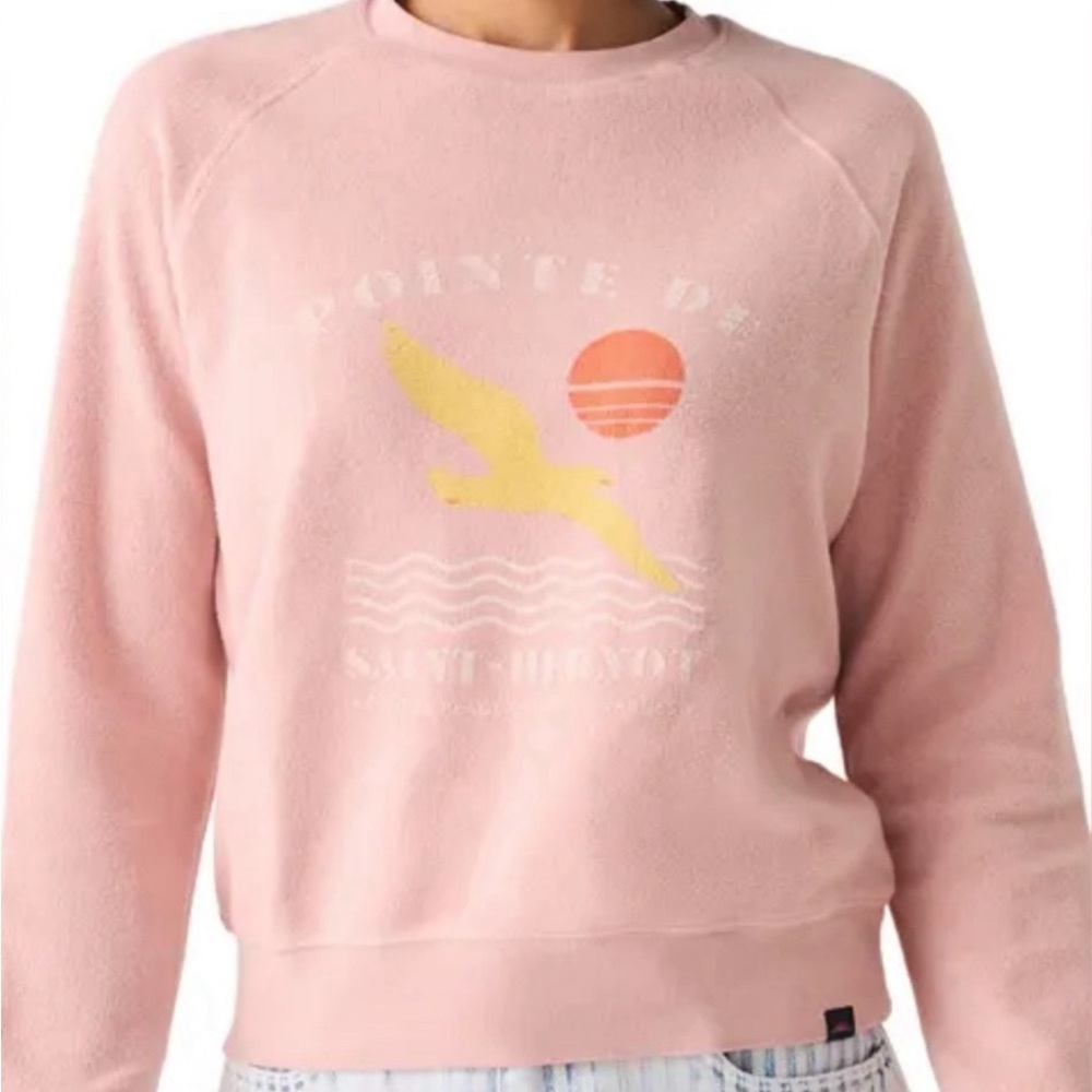 Faherty Beach Fleece Crew Sweatshirt. Peach Whip. XL. NWT